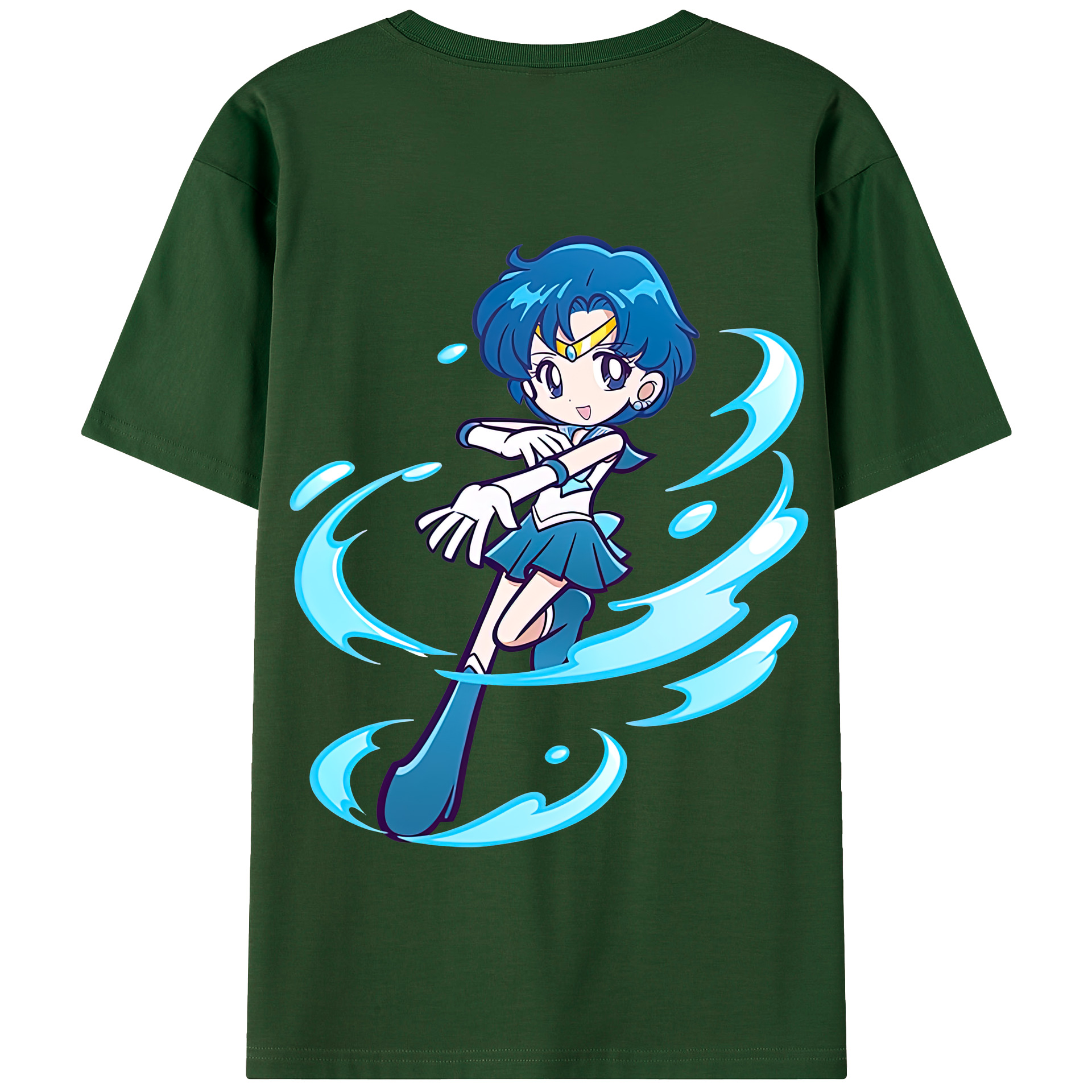 （画像用） 美少女戦士セーラームーン 水野 亜美 みずの あみ Sailor Moon Mizuno Ami 綿100％半袖Tシャツ（背面プリント）